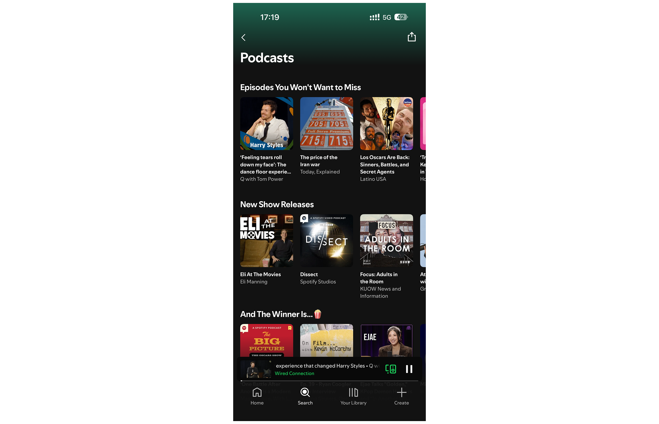 Screenshot of Spotify podcast screen